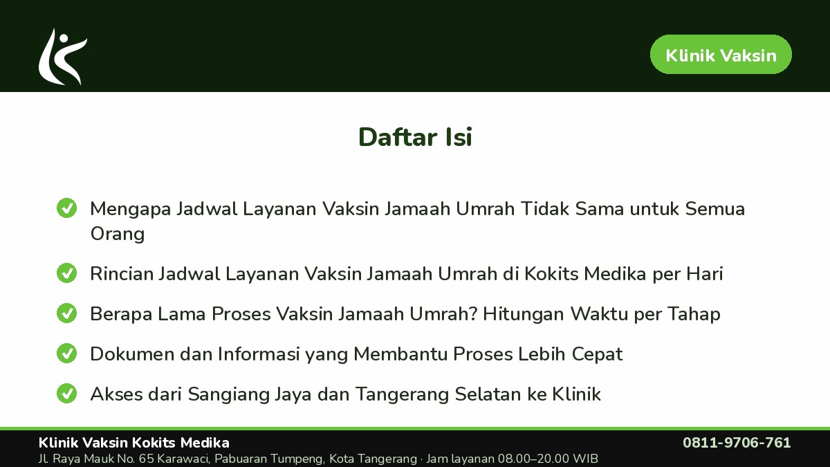 Akses dari Sangiang Jaya dan Tangerang Selatan ke Klinik