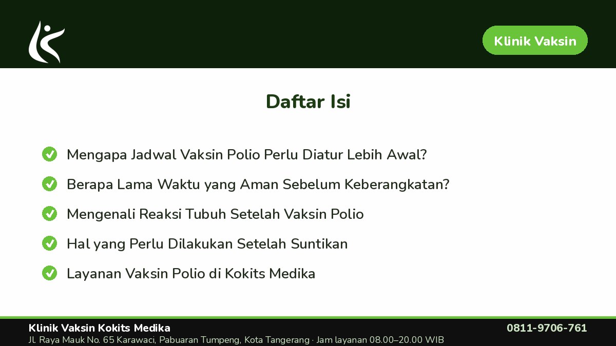 Layanan Vaksin Polio di Kokits Medika