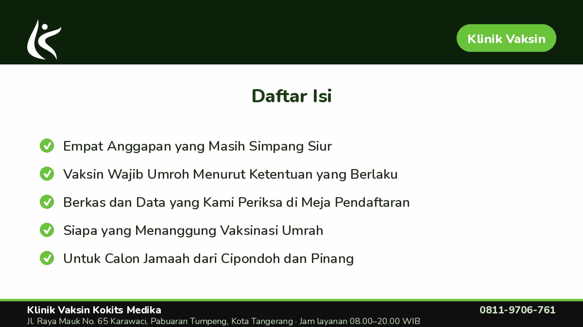 Untuk Calon Jamaah dari Cipondoh dan Pinang
