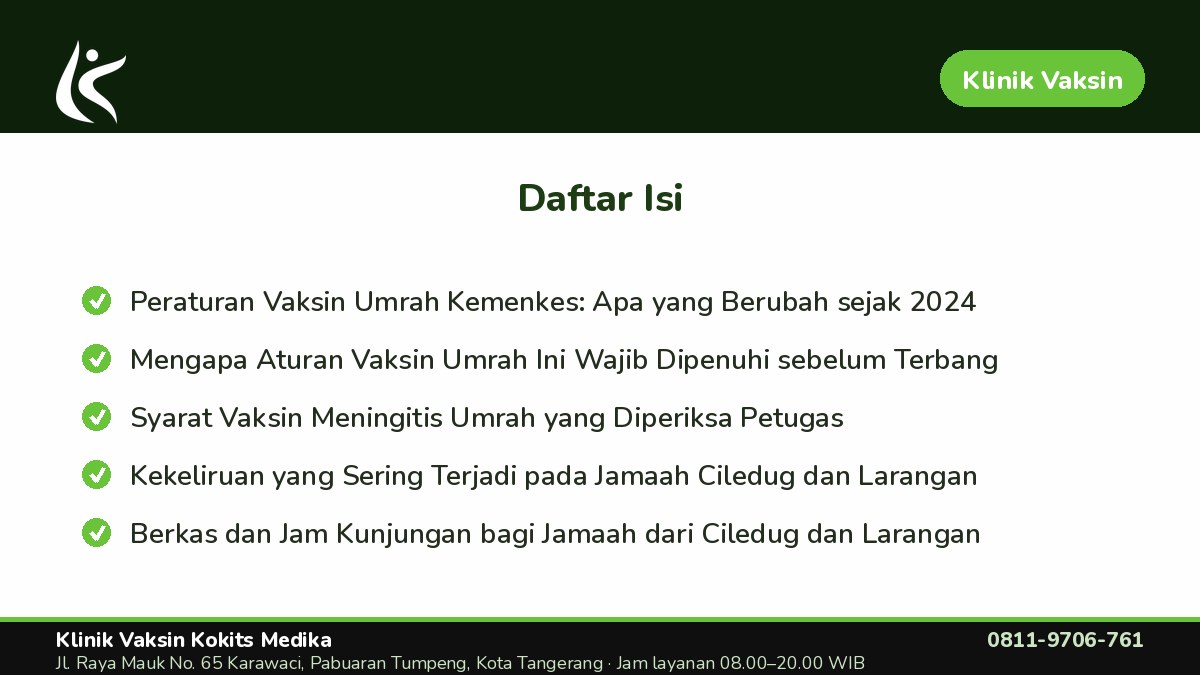 Berkas dan Jam Kunjungan bagi Jamaah dari Ciledug dan Larangan